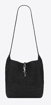 YSL LE 5 À 7 MEDIUM TOTE IN RAFFIA BLACK. ITEM# 778827 GAAEN 1000. BRAND NEW