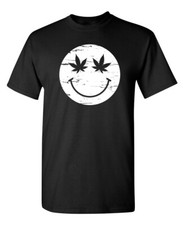 Weed Smile Sarcastic Novelty Funny T-Shirts