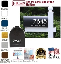 SET OF 3  CUSTOM PERSONALIZED VINYL MAILBOX NUMBERS Street DECAL, (Model 2)