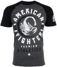 American Fighter Mens T-Shirt MICHIGAN Athletic BLACK GREY Biker MMA