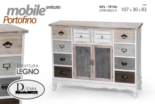 MOBILE CASSETTIERA ANTA CREDENZA COMò MADIA ANTICATO VINTAGE RETRò 107*30*H83 - Foto 2 di 3