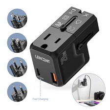 LENCENT Power Plug Adapter USB Fast Charger with US AC Outlet  PD20W  QC3.0