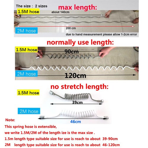 1.5/2M Flexible Shower Spring Hose Water Plumbing Toilet Bidet Sprayer PVC Tube - Picture 5 of 9