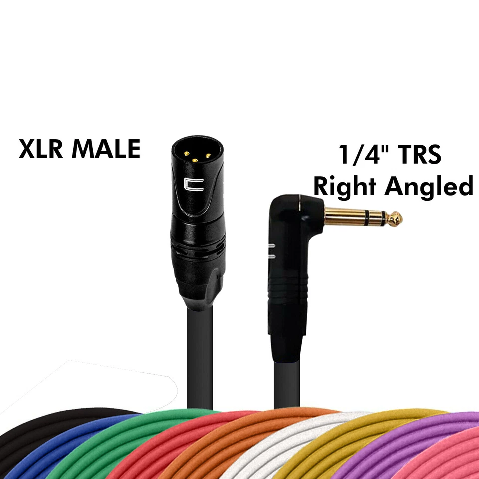 Cable mono desequilibrado 3 pines XLR macho a ángulo recto 1/4" TS longitud personalizada, color Foto 2 de 4