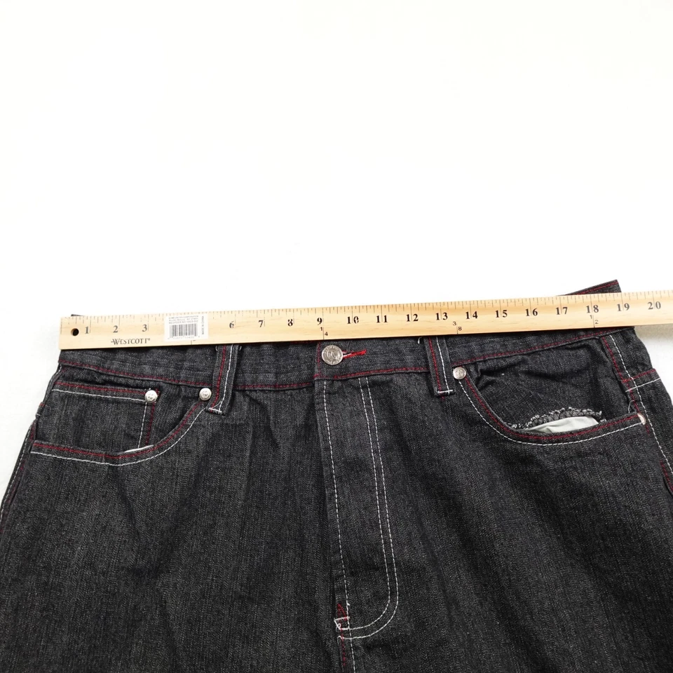 Pantalones de mezclilla Jinzu para hombre 42x32 negros pierna recta holgados hip hop patinador ropa de calle Foto 4 de 4