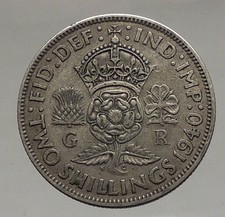 1940 United Kingdom Great Britain GEORGE VI Silver Florin 2Shillings Coin i56671
