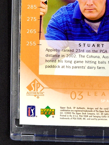 2003 UD Upper Deck SP Authentic Long Ball Leaders #58 Stuart Appleby Golf Card - Picture 10 of 10