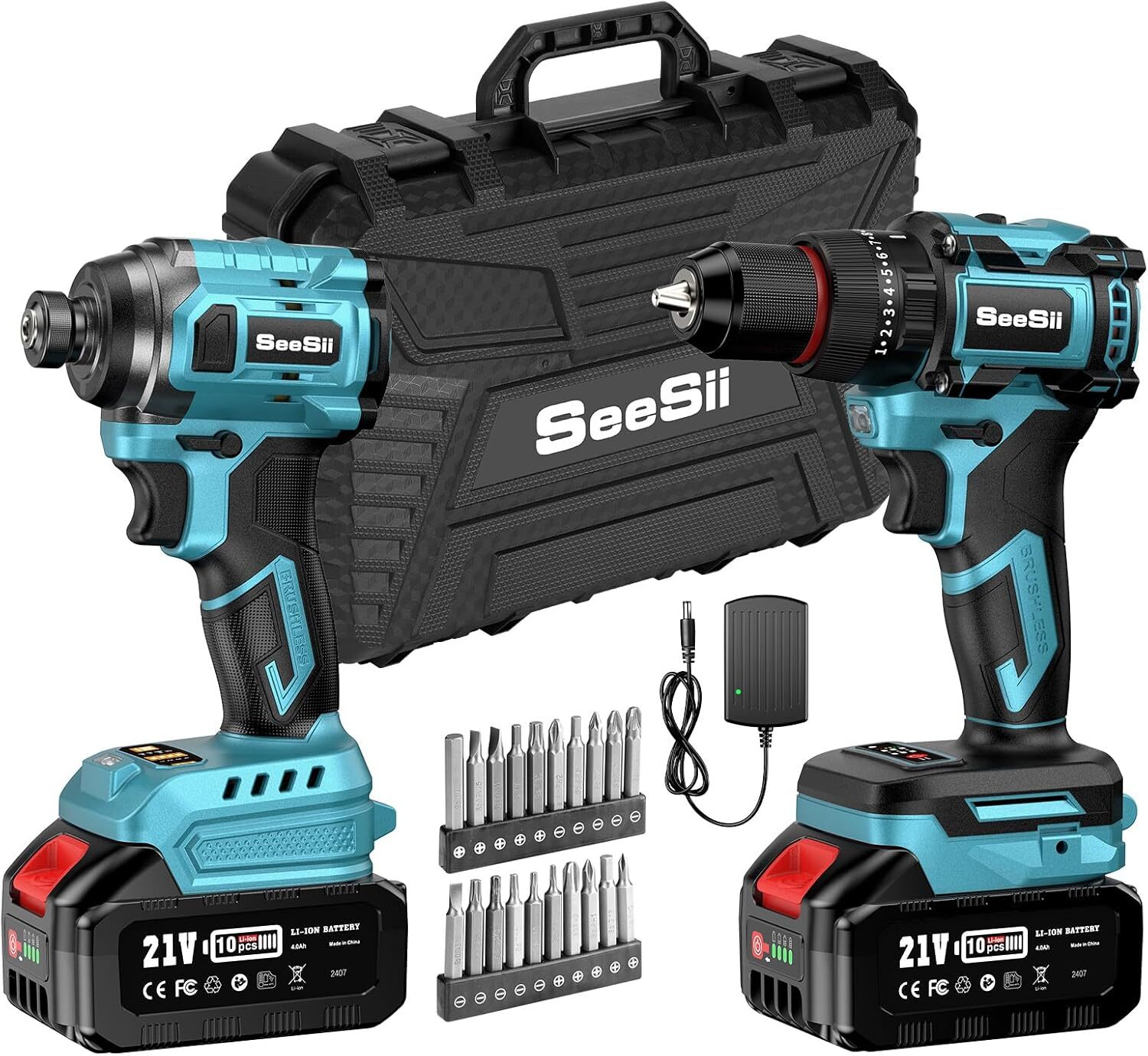 And Impact Driver, Power Tool Combo Kit 2x 4000mah
