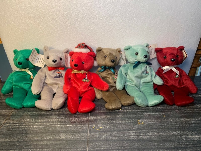 Lot of 9 - Lerc Stuffed Bears CG Lighthouses with Christmas "Westi" and "Teagi"