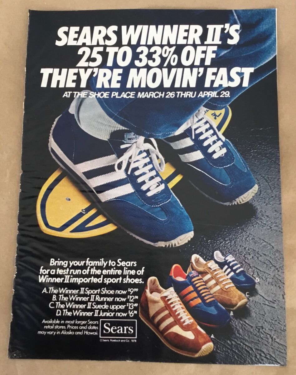 Sears Winner II sneakers print ad 1978 original vintage Sears Winner II sneakers print ad 1978 original vintage