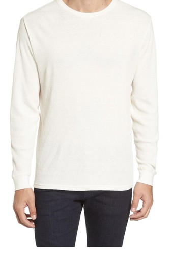 Coastaoro Mens long Sleeve Thermal T Shirt Vista Waffle Knit Ivory XXL - Afbeelding 1 van 6