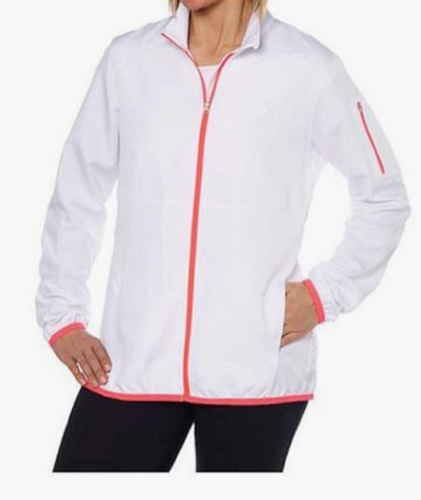 Champion Women Elite Jacket Windbreaker Lightweight Pockets White L *stain - Picture 12 of 13