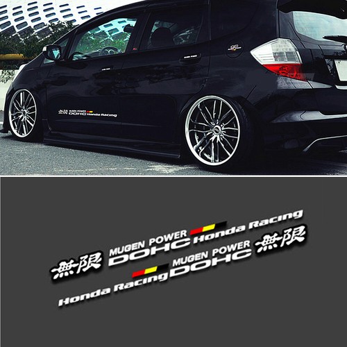 2Pcs Black Mugen Power DOHC Racing Decals Car Body Gas Cap Sports Sticker 70CM - Picture 4 of 10