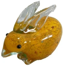 SPI Home Art Glass Paperweight HandBlown Heavy Yellow Bunny Rabbit 4" x 5"