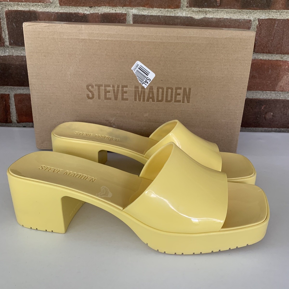 Steve Madden Women's Harlin Jelly Block Heel Slide Sandals Steve Madden Women's Harlin Jelly Block Heel Slide Sandals