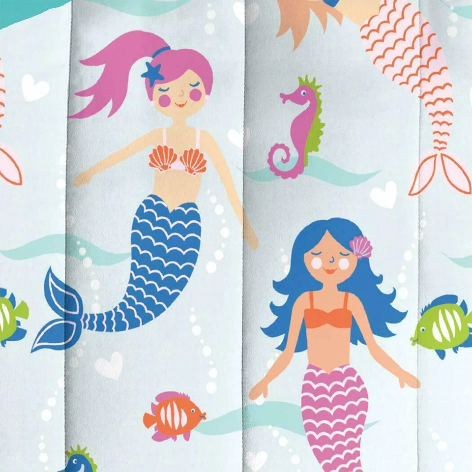 Conjunto de edredom Dream FACTORY Mermaid Dreams, duplo, azul claro - Imagem 3 de 4