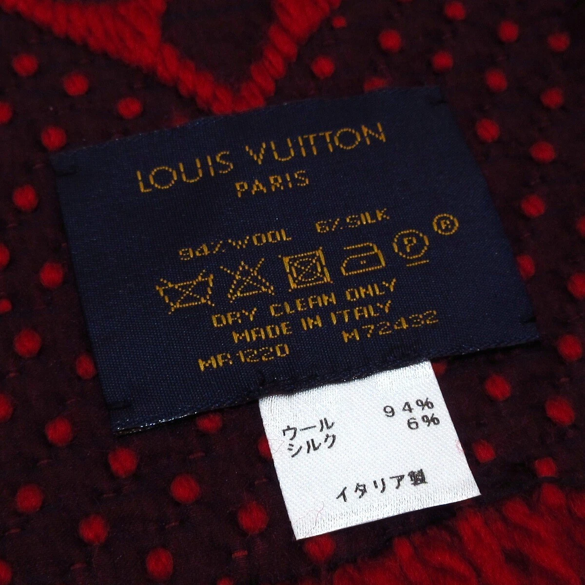 Auth LOUIS VUITTON Echarpe Logomania M72432 Ruby MR1220 Scarf 94  