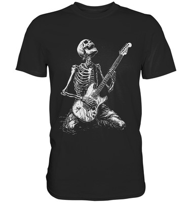 Rock n Roll Skelett Gitarren T-Shirt - Heavy Death Metal Rock Musik Gothic