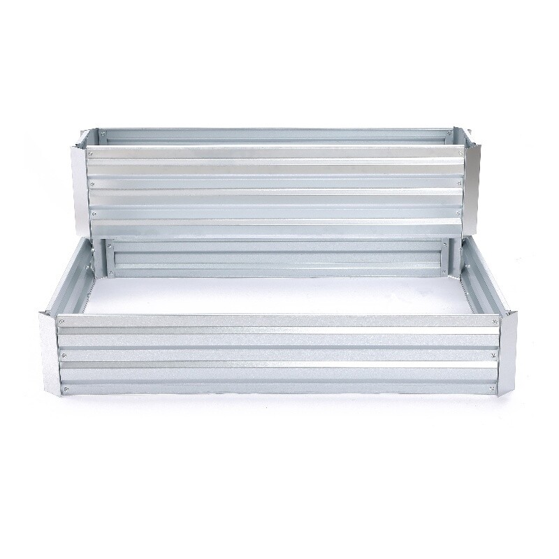 LuxenHome 2Tier Rectangular Galvanized Steel Raised Garden Bed eBay