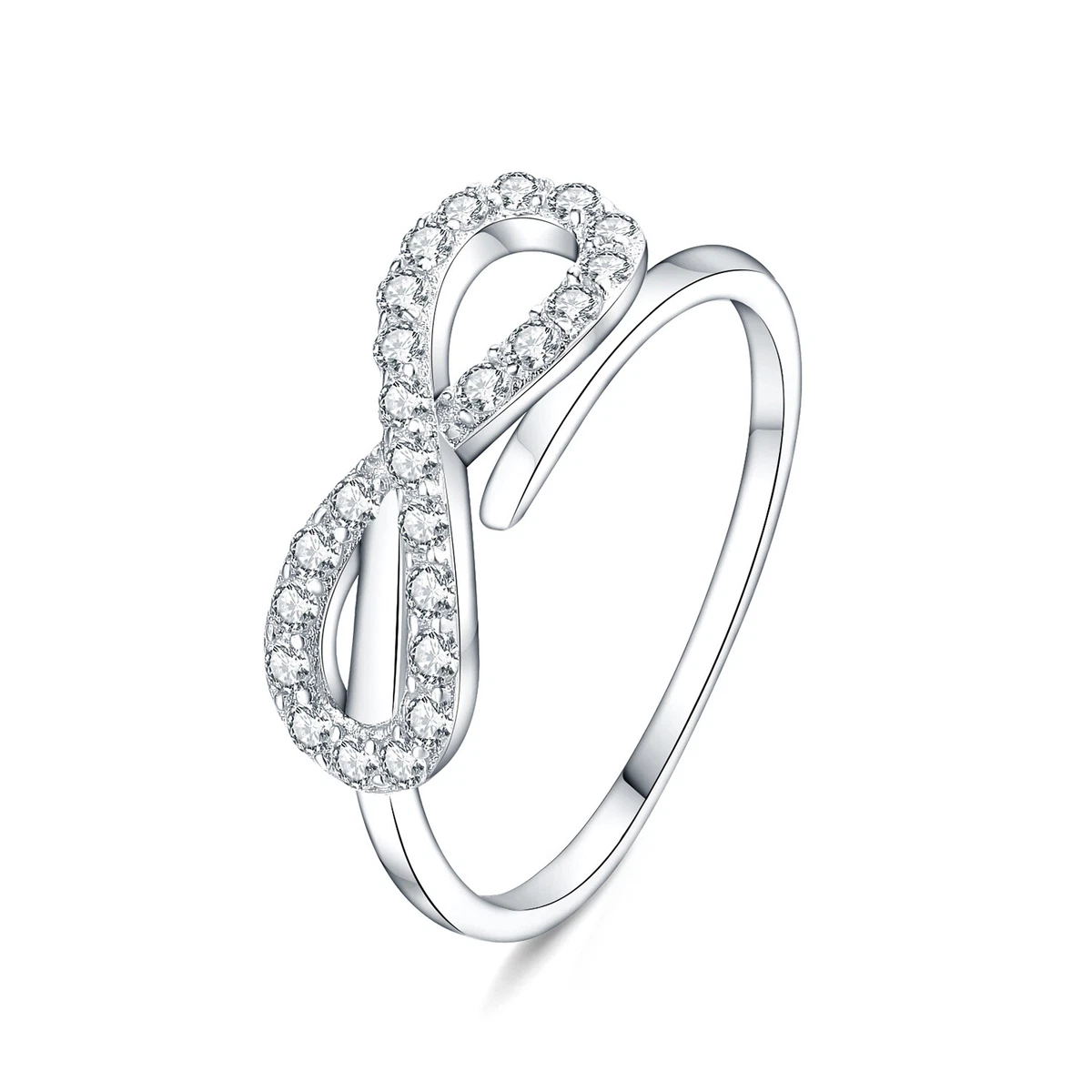 925 Sterling Silver CZ Open Ring Infinity Symbol Promise Wedding