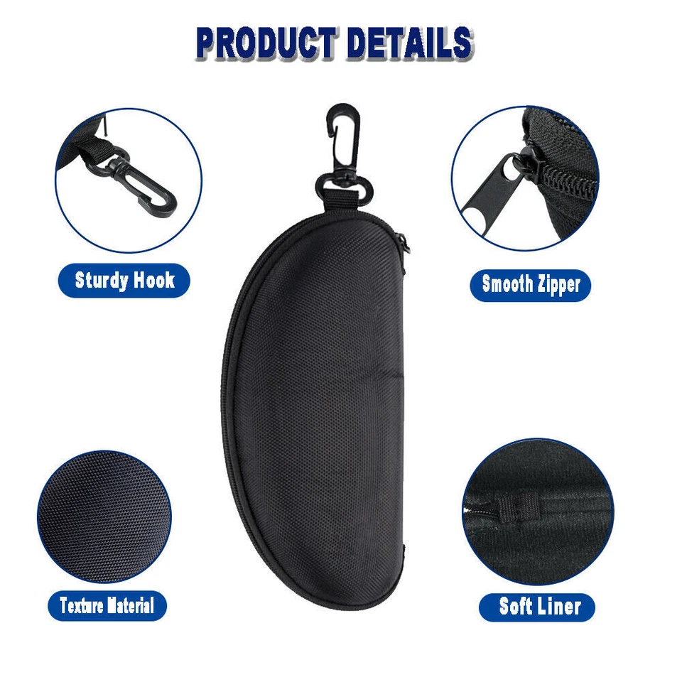 1-3Pack Eye Glasses Case Box Sunglasses Protector Hard Zipper Belt Clip Portable - Image 3 of 4