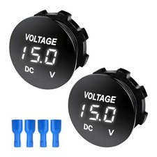 "DC 12V 24V Voltmeter Gauge - LED Digital Display Waterproof Battery Monitor"