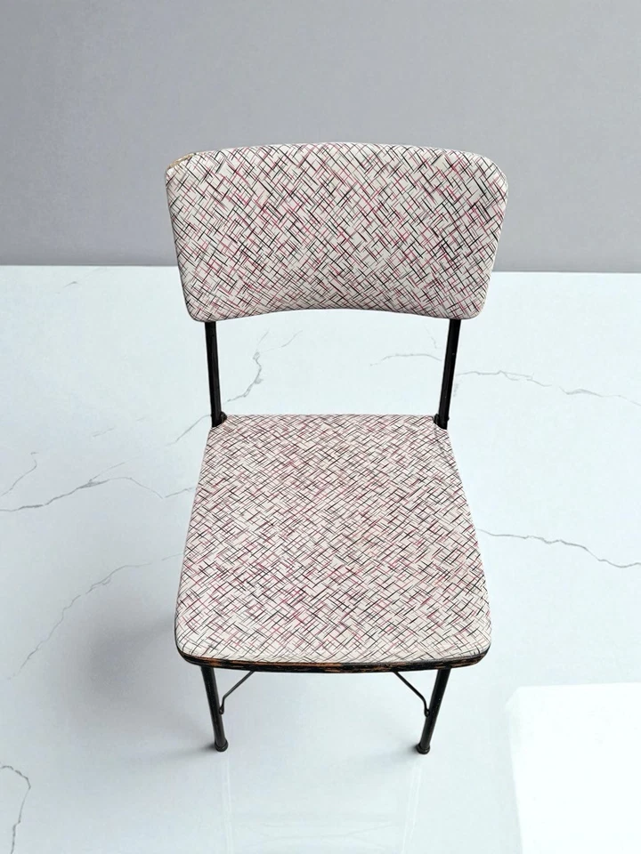 Silla Puente MCM "Trump" Diseño Atómico Todo Original Vinilo c. Años 50 Mad Men Decoración Foto 2 de 4