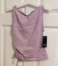 Wild Fable Juniors Scoop Back Ruched Side Tank Top Sz S Purple Cotton Blend NWT