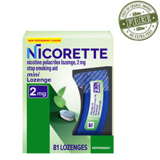 Nicorette Mini Nicotine Lozenges, 2 Mg Stop-Smoking Aid,Peppermint Flavor, 81 Ct