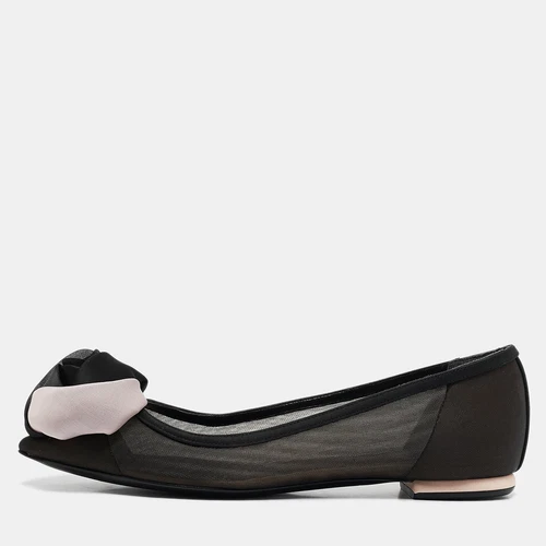 Ballerines de jardin Dior noir/beige mousseline et satin taille 35