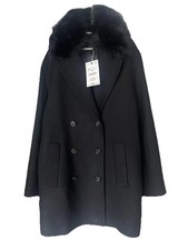 ZARA BNWT cropped wool coat with faux fur collar jacket blazer M ref:8439/319