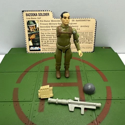 GI Joe 1982 ZAP Straight Arm w/AP Accessories & File Card Missing Arm New O-Ring