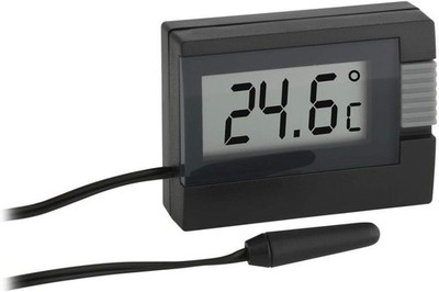 TFA Dostmann Digitales Thermometer mit Fühler kompakt präzise schwarz