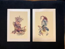 ORIGINAL ARTIST's COPY MONOTYPE PRINTS Set of 2 UNIQUE MYSTICAL CREATURES