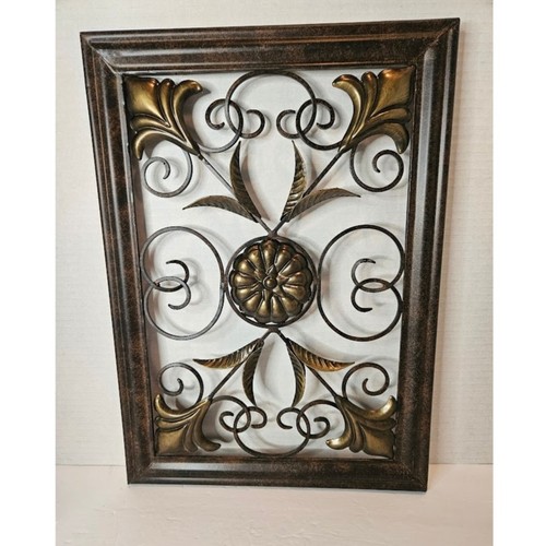Wrought Iron Indoor Outdoor Wall Decor Brass/Copper color 18"x13"x1" each.