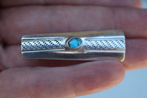 Vintage Southwest Sterling Silver And Turquoise Tie Clip - Picture 10 of 11