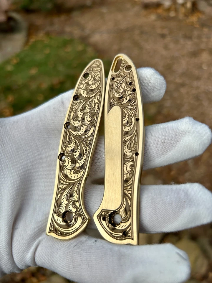 Balanças gravadas em latão para alho-poró Kershaw – Design de filigrana – Fabricadas nos EUA – - Imagem 3 de 4