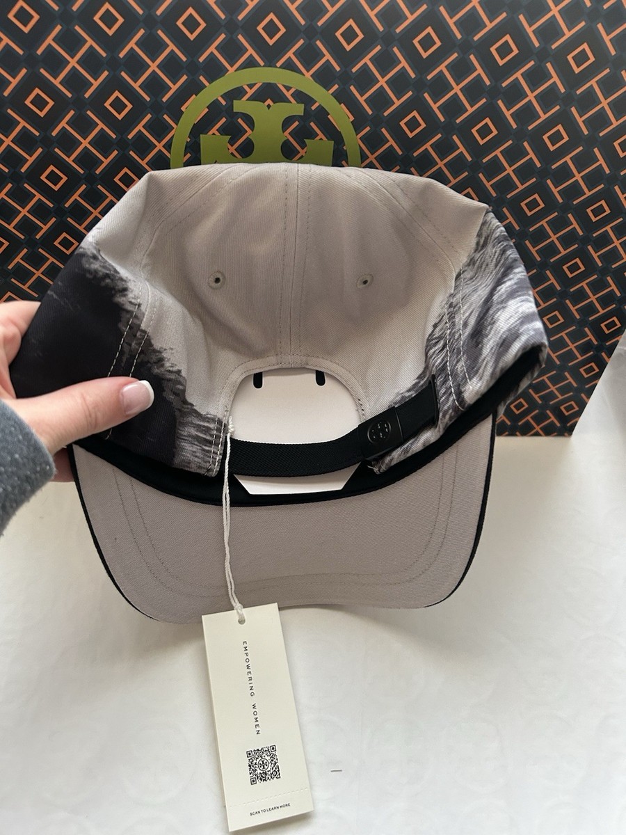 Tory Burch Cat Printed Baseball Cap Hat Gray Cat Portrait  display picture 1