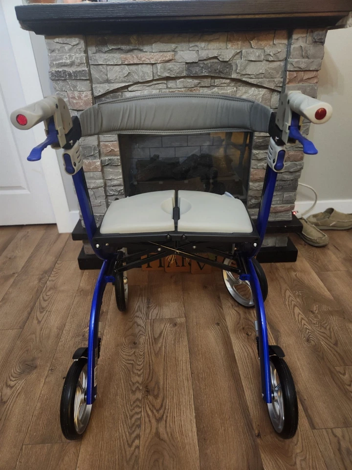 Drive Medical RTL10266BL-HS Nitro DLX Foldable Rollator Walker with Seat, Blue - Image 3 of 4