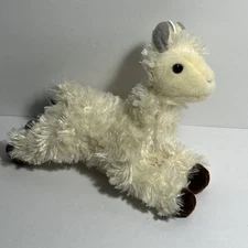 Aurora Mini Llama Soft Stuffed White 8” Plush -W/Brown Hooves
