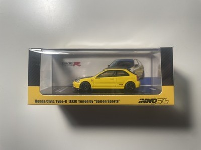 INNO64 Honda Civic Type R EK9 Tuned by Spoon Sports 1/64 Scale Yellow Model Car
