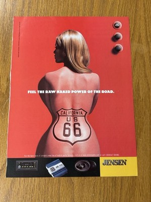 Jensen Stereos Print Ad Naked Power Route 66 Road Sign 1999 Female Sexy Wall Art