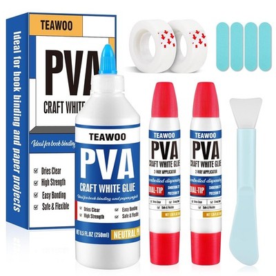 Book Repair & Binding Glue Kit   8.5 Oz + 2×1.35 Oz Acid-Free PVA Adhesive #126
