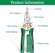 8-In-1 Wire Stripper Voltage Tester Cutting Pulling Pliers Electricians Repair