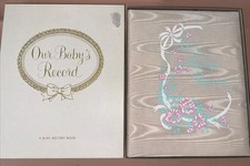 Vintage 1970s baby record book. Sanitoy. babyhood Years - White Satin