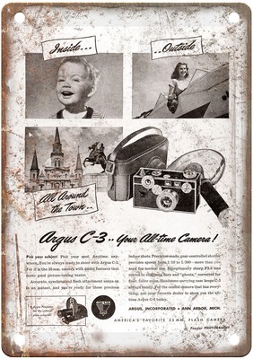 1948 Argus Vintage Film Camera Advertisement Retro Look Metal Sign C885