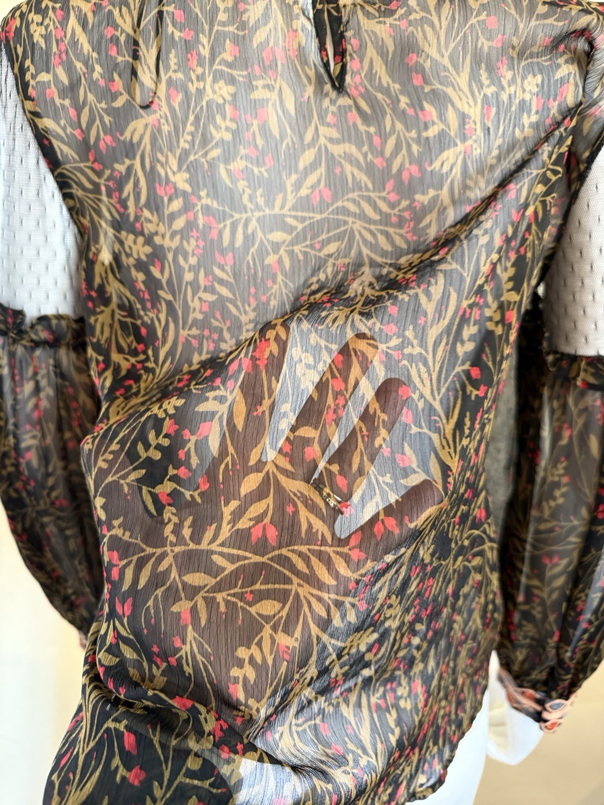 Zara Basic Sheer Black Embroidered/ sheer/ lightw… - image 7