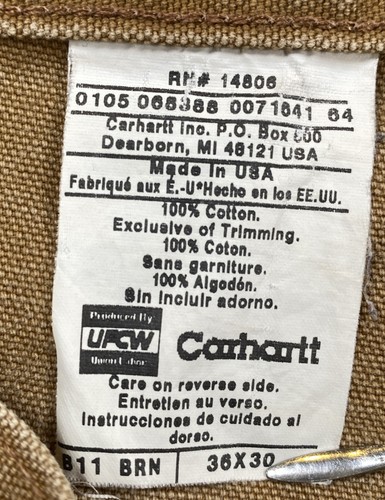 Carhartt B11 BRN Canvas Work Pants Made In USA Vintage Men’s 36x30 Stains - Picture 5 of 8