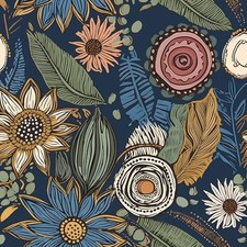 Boho Wallpaper Peel and Stick,Vintage Floral Contact Paper 17.5" x 393" Blue