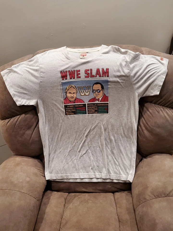 Bobby The Brain Heenan Gorilla Monsoon 男式大号 Homage WWE 大满贯 T 恤 — 第 2/4 张图片
